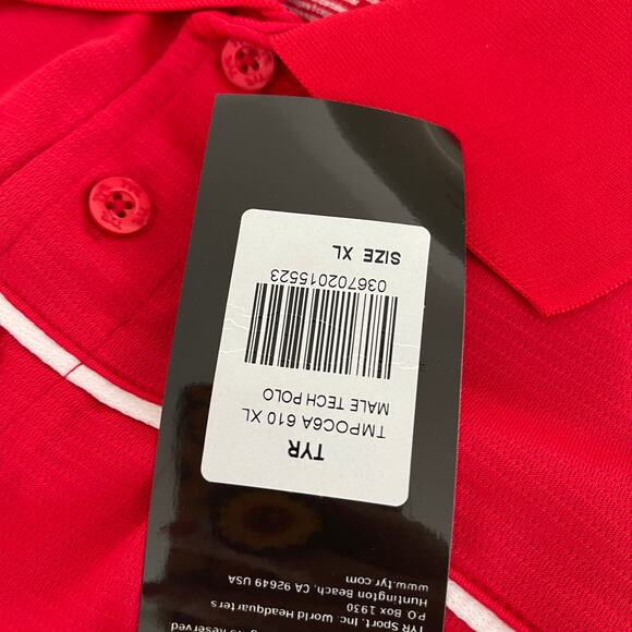 TYR Apparel Men's Tech Polo Shirt - Red Textured - TMPOC6A - Size XL - $44 - Picture 5 of 7